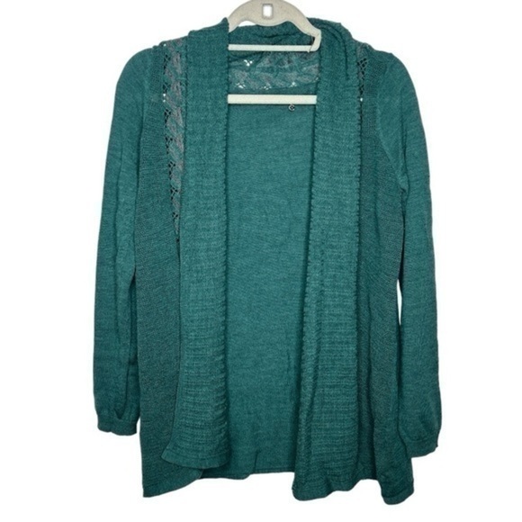 Anthropologie Sweaters - Anthropologie Lace Wool Cardigan Green Size Small